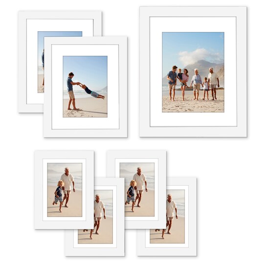 Americanflat 11x14 (1), 8x10 (2), 5x7 (4) Gallery Wall Frame Set - Set of 7 - Collage Wall Art Decor - Shatter Resistant Glass - Adjustable Hanging Hardware - Includes Easels